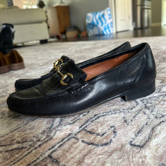 Allen Edmonds Black Leather Gold Horsebit Moccasin Loafers Men\'s Size 9 EUC main image 7